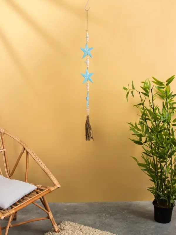 Подвеска декоративная «Звёздочки», 13×2×100 см, дерево, камень, голубая Подвеска декоративная «Звёздочки», 13×2×100 см, дерево, камень, голубая