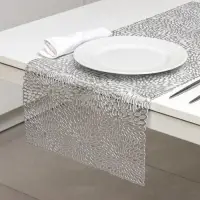 Дорожка на стол Доляна &laquo;Астры&raquo;, 89&times;35 см, серебряная