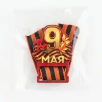 Значок с георгиевской лентой «9 мая, гвоздика», дерево, 4,8 х 6,6 см