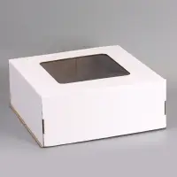 Коробка для торта, с окном, белая, 50&times;50&times;20 см