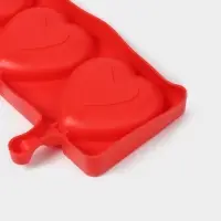 Форма для мороженого &laquo;Сердца&raquo;, силикон, 37&times;15&times;2.5 см, 4 ячейки (9.2&times;8.4 см), МИКС