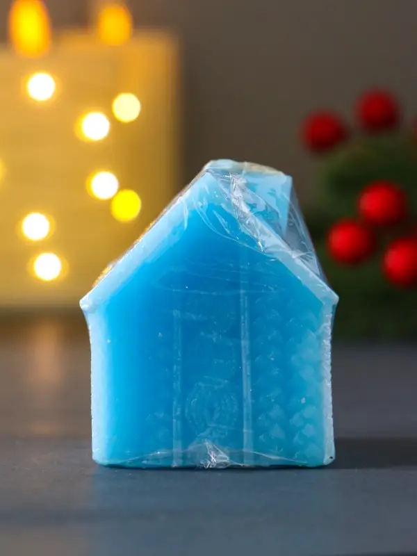 Свеча Свеча "Сканди дом вязаный" 55*60 мм, голубой