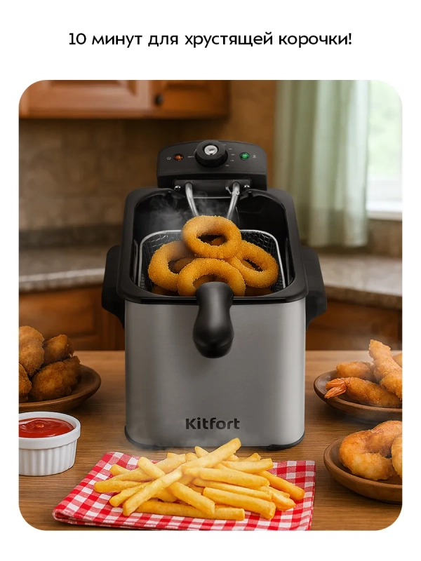 Фритюрница электрическая со съемной чашей КТ-6537 - 2000 Вт