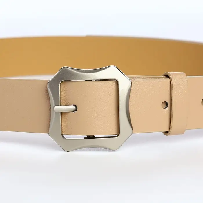 Ремень женский с винтом, 110&times;2.5 см, матовая классическая пряжка металл, бежевый