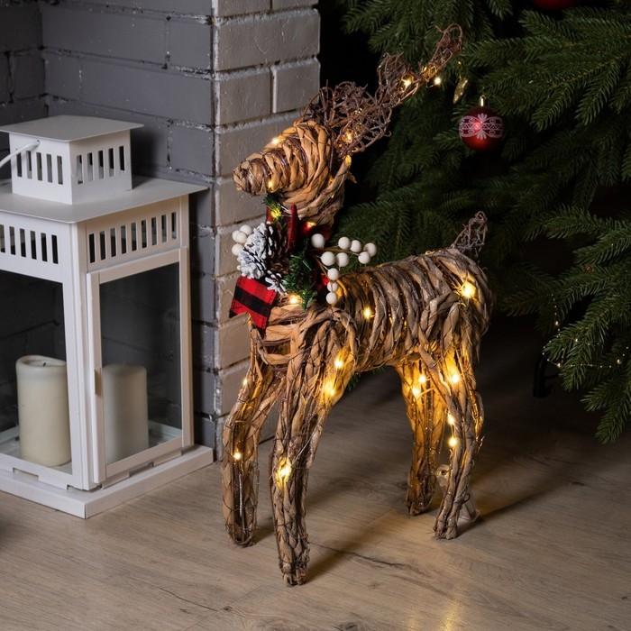 Светодиодная фигура «Олень» 32 × 60 × 10 см, текстиль, металл, батарейки ААх2 (не в комплекте), свечение тёплое белое Светодиодная фигура «Олень» 32 × 60 × 10 см, текстиль, металл, батарейки ААх2 (не в комплекте), свечение тёплое белое