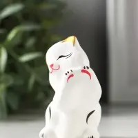 Фигурка керамика &laquo;Котик лапки вверх&raquo;, 7 см, белый