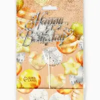 Топпер для торта Happy Birthday, серебряный