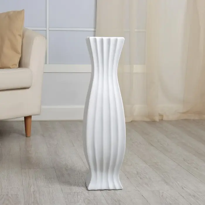 Ваза керамика напольная «Седар», полосы, напольная, 17×75 см, белый МИКС Ваза керамика напольная «Седар», полосы, напольная, 17×75 см, белый МИКС