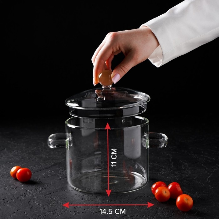 Кастрюля из жаропрочного стекла Magistro «Лия», 1,2 л, 20×14 см Кастрюля из жаропрочного стекла Magistro «Лия», 1,2 л, 20×14 см