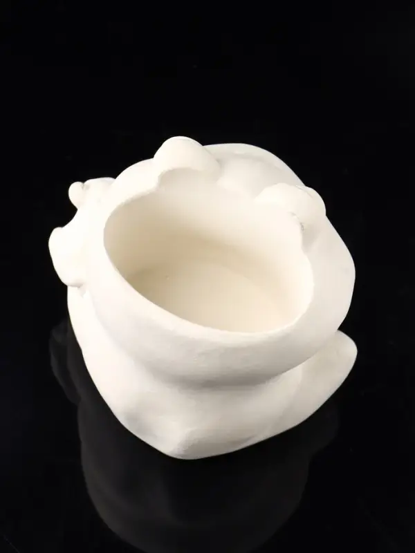 Кашпо "Лягушка с лягушонком" 10х10 см, натуральный, гипс