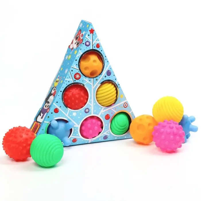 Тактильные мячики с пищалкой &laquo;Голубая ёлочка&raquo;, 6 шт., Крошка Я