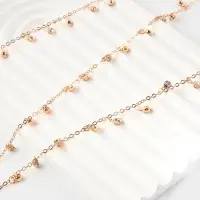 Цепочка со стразами 4 мм. L=100 см, мелкое плетение 2*1,8 мм, цвет золото