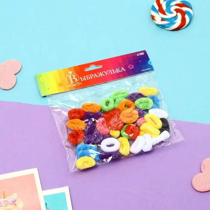 Резинки для волос «Махрушка», набор 40 шт., яркое ассорти, 2 см Резинки для волос «Махрушка», набор 40 шт., яркое ассорти, 2 см