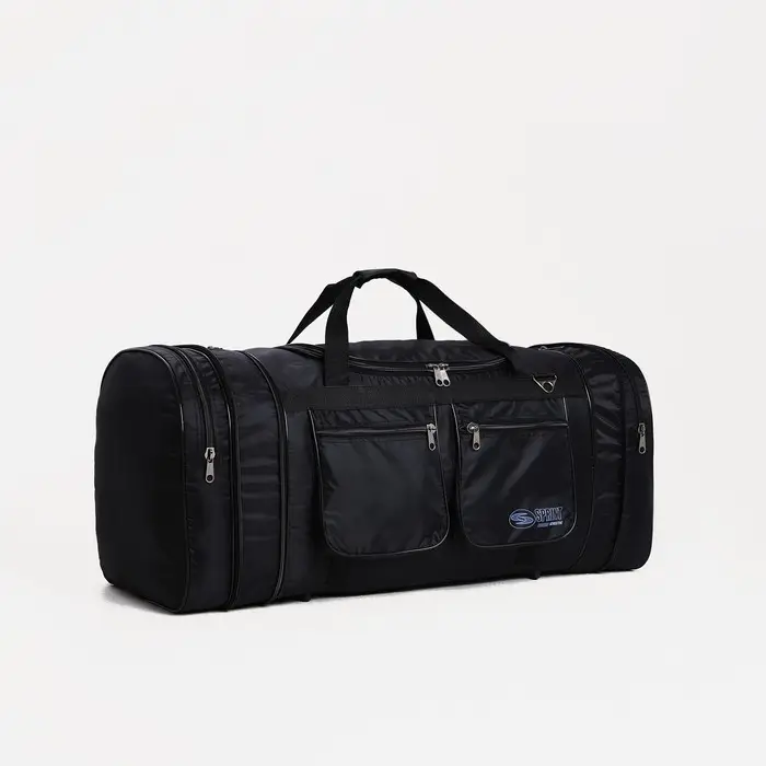 Сумка дорожная на молнии, с увеличением, 4 наружных кармана, длинный ремень, цвет чёрный Сумка дорожная на молнии, с увеличением, 4 наружных кармана, длинный ремень, цвет чёрный