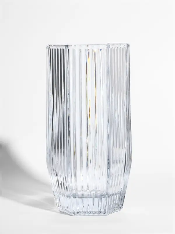 Ваза стекло настольная  Ваза стекло настольная "Эдисон" линии, 28х13,5 см, прозрачный