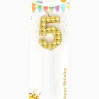 Свеча для торта &laquo;Элемент&raquo;, цифра "5" золотая