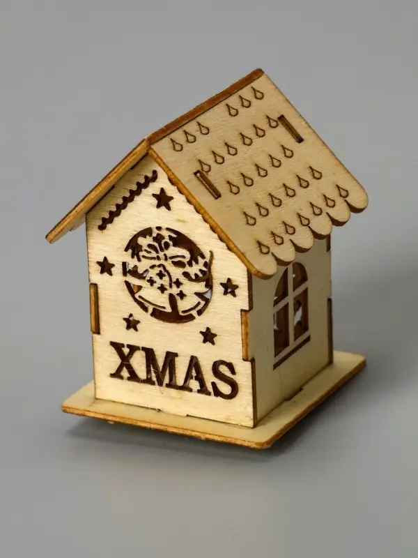 Ёлочная игрушка &laquo;Домик с колокольчиками&raquo;, 6&times;4.5&times;4.5 см, от батареек, свечение тёплое белое