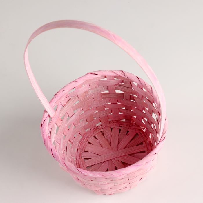 Корзина плетеная, D15х9хH31см, розовый, бамбук