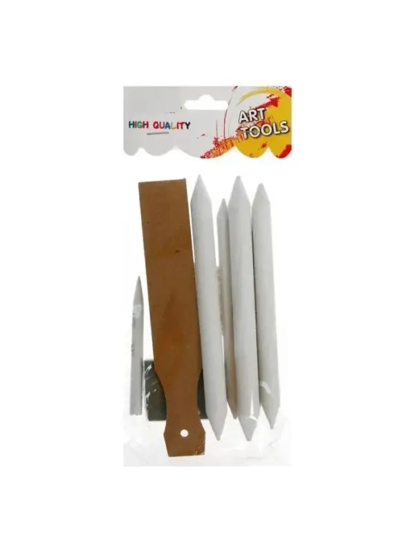 Набор инструментов для растушёвки, 8 предметов, 1 наждачка-12 листов, 1 ластик-клячка