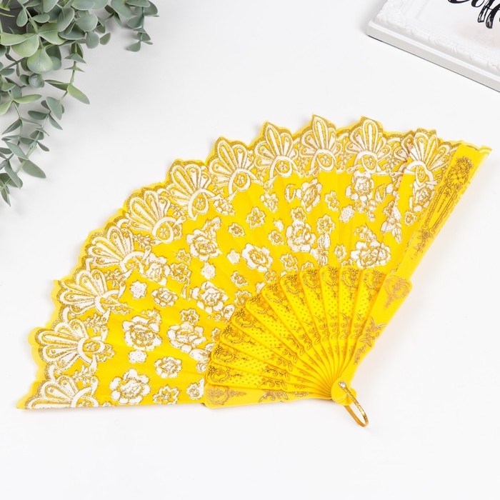 Веер пластик  Веер пластик "Цветочная полоса" МИКС 23 см