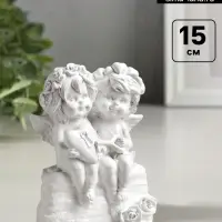 Фигурка гипс &laquo;Ангелы с сердцем на замочке&raquo;, белый, 15&times;11 см