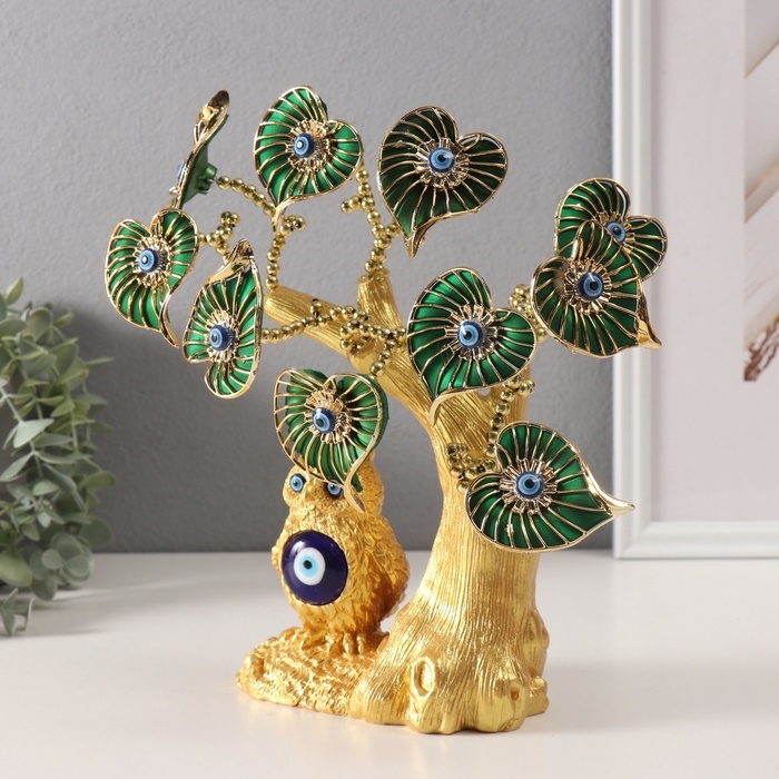 Сувенир от сглаза Сувенир от сглаза "Дерево с цветами-сердечками, с совой" 7х13х22,5 см