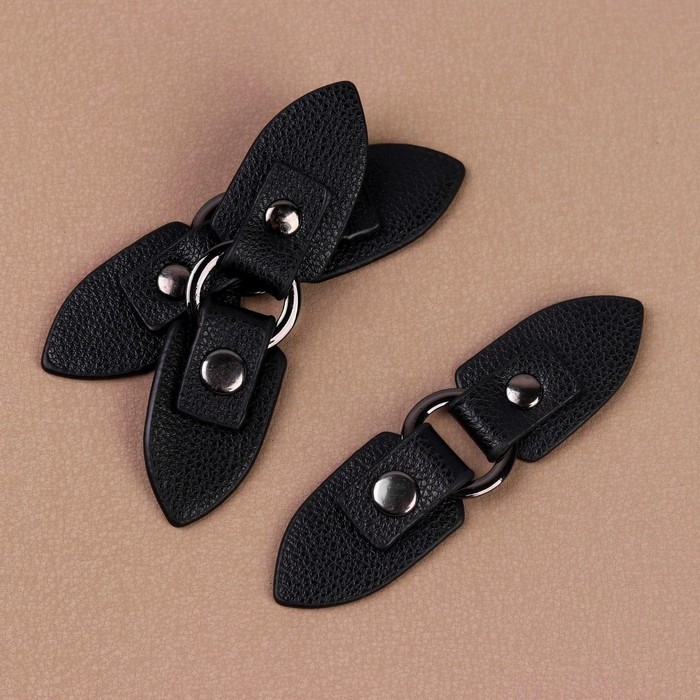 Застёжка-клевант, с кнопкой, 10,5 × 2,6 см, 3 шт, цвет чёрный Застёжка-клевант, с кнопкой, 10,5 × 2,6 см, 3 шт, цвет чёрный