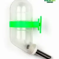 Поилка для грызунов, 60 мл, 12&times;4 см, с металлическим носиком, прозрачная, зелёное крепление