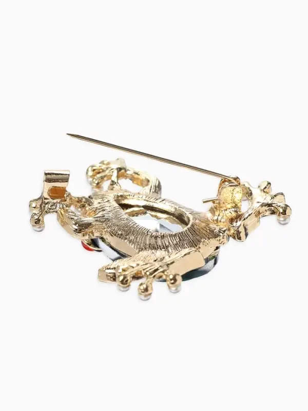 Брошь &laquo;Болотная лягушка&raquo;, гранёная, зелёная в золоте