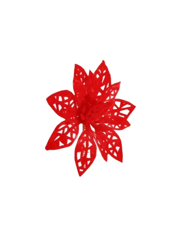 Ёлочные игрушки 6 шт. &laquo;Зимнее волшебство. Резной цветок&raquo; пластик, 7 см, красный