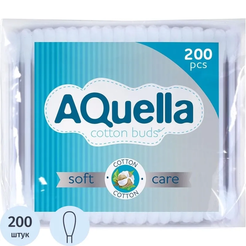 Палочки ватные AQUELLA КК/48 п/э 200шт/уп