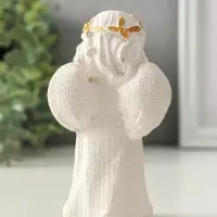 Фигура "Ангел с птицей" размер 11х7х4 см, белый с позолотой Фигура "Ангел с птицей" размер 11х7х4 см, белый с позолотой