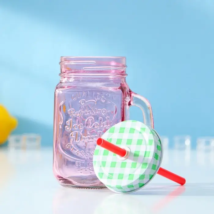 Банка стеклянная с крышкой и трубочкой Доляна «Галерея», 500 мл, 11×8×13,5 см, цвета МИКС Банка стеклянная с крышкой и трубочкой Доляна «Галерея», 500 мл, 11×8×13,5 см, цвета МИКС