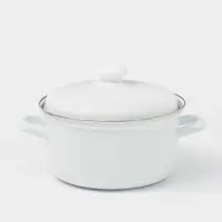 Кастрюля эмалированная, 3 л, d=21 см, с крышкой, индукция, без деколи, белая