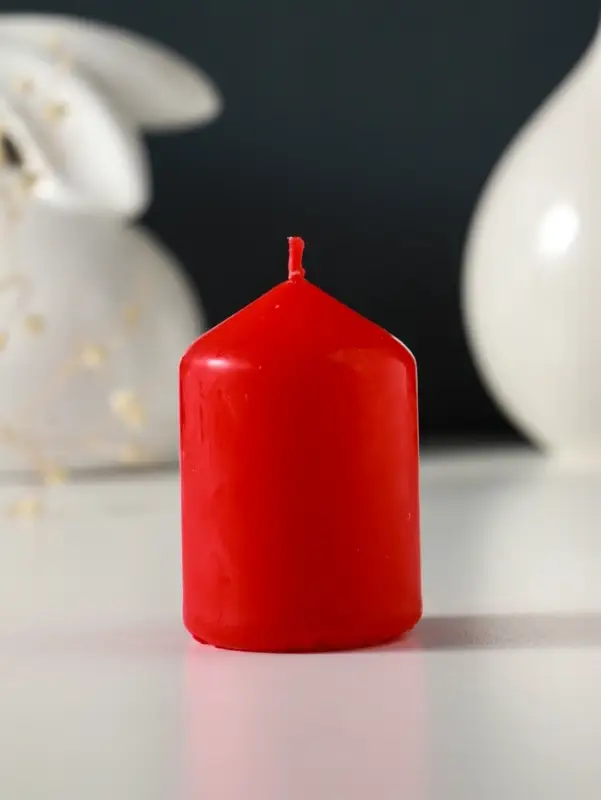 Свеча-цилиндр 4х6 см, 70 гр (набор 4 шт) красный Свеча-цилиндр 4х6 см, 70 гр (набор 4 шт) красный