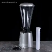 Башня пивная &laquo;Металлик&raquo;, 3 л, колба для льда, с подсветкой, 2 батарейки CR=2032, пластик, серебристая