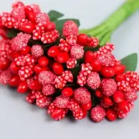 Цветы для декорирования "Соцветие" красный 1 букет=12 цветов 8,5 см