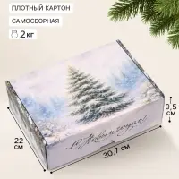Коробка подарочная, самосборная &laquo;Зимняя елочка&raquo;,30.7&times;22&times;9.5 см