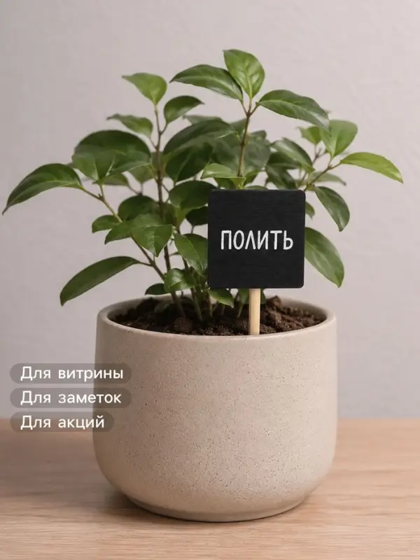 Ценник меловой на ножке &laquo;Прямоугольник&raquo;, 10 шт. 8&times;3.5 см, чёрный