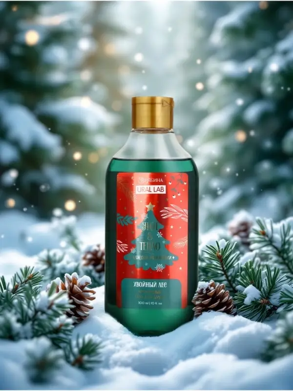 Гель для душа URAL LAB, 300 мл, аромат хвойный лес, Новый Год