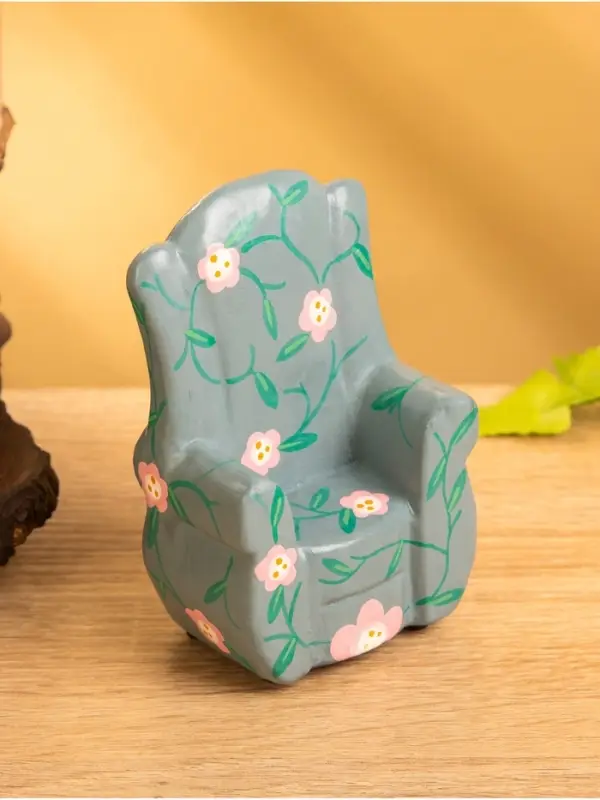Мебель для кукол &laquo;Кресло с цветами&raquo;, 6&times;5&times;9.5 см, дерево, серая