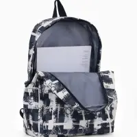 Рюкзак школьный на молнии, с карманами, с принтом, 28.5&times;12&times;41 см, чёрный