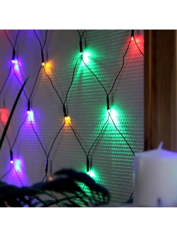 Гирлянда &laquo;Сеть&raquo; 1.6&times;1.6 м, IP20, тёмная нить, 144 LED, 8 режимов, 220 В, свечение мульти