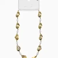 Бусы &laquo;Жемчуг Борокко&raquo;, белые в золоте, 40 см