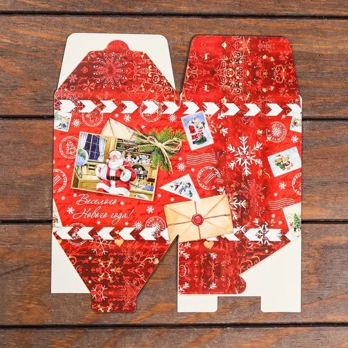 Коробка складная, подарочная новогодняя «Подарок» 12×12×12 см