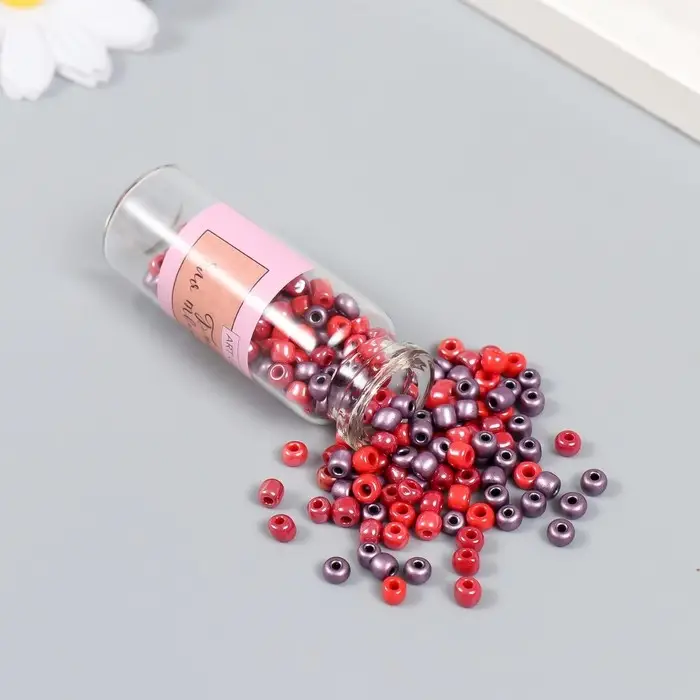 Бисер 6/0 в бутылочке  Бисер 6/0 в бутылочке "Спелые ягоды" 20 гр керамический блеск 6х2х2 см