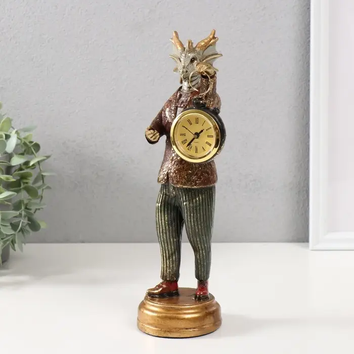 Фигурка - часы настольные полистоун &laquo;Золотистый дракон&raquo;, 9.5&times;8.5&times;28 см