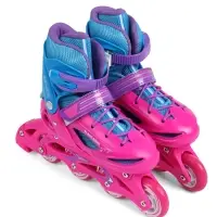 Коньки детские раздвижные BlackAqua, р. 30-33, для фитнеса, с роликовой платформой, мультиколор