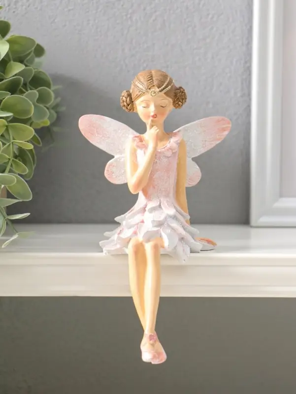 Сувенир полистоун "Девочка-бабочка в светло-розовом платье" на полку 17 см
