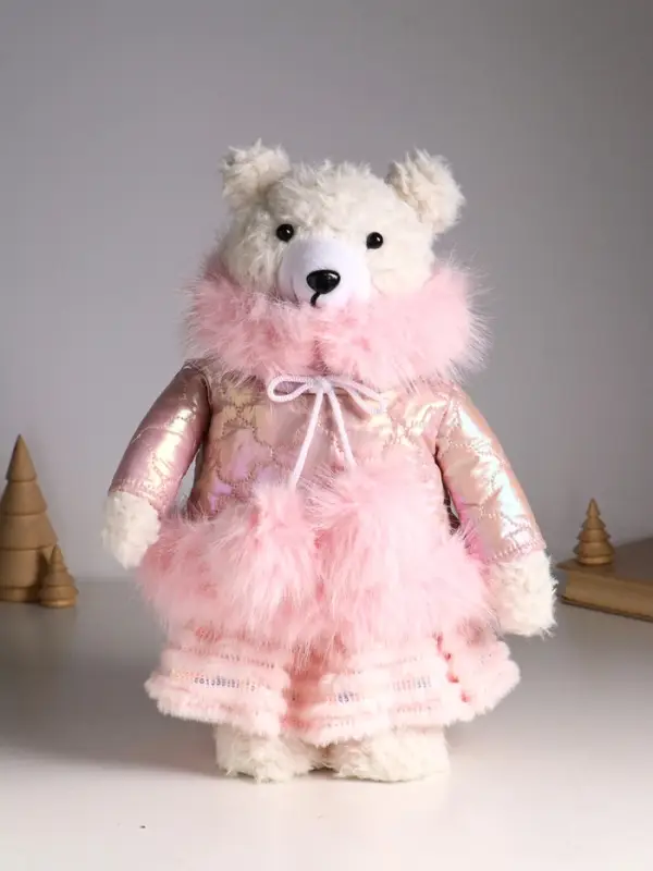 Кукла интерьерная "Медведица в розовом пуховике" раздвижная 37-65 см 23х16х37 см
